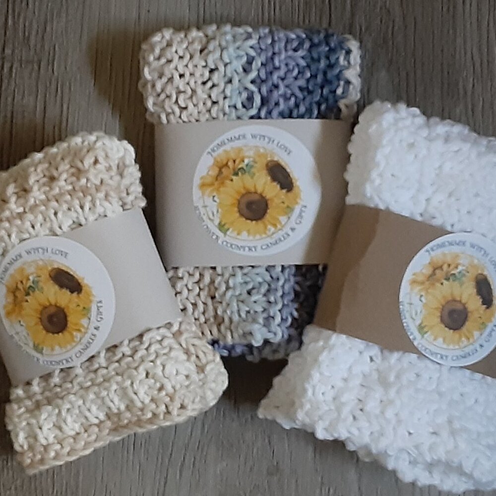 Set of 3 Handknit Washcloths